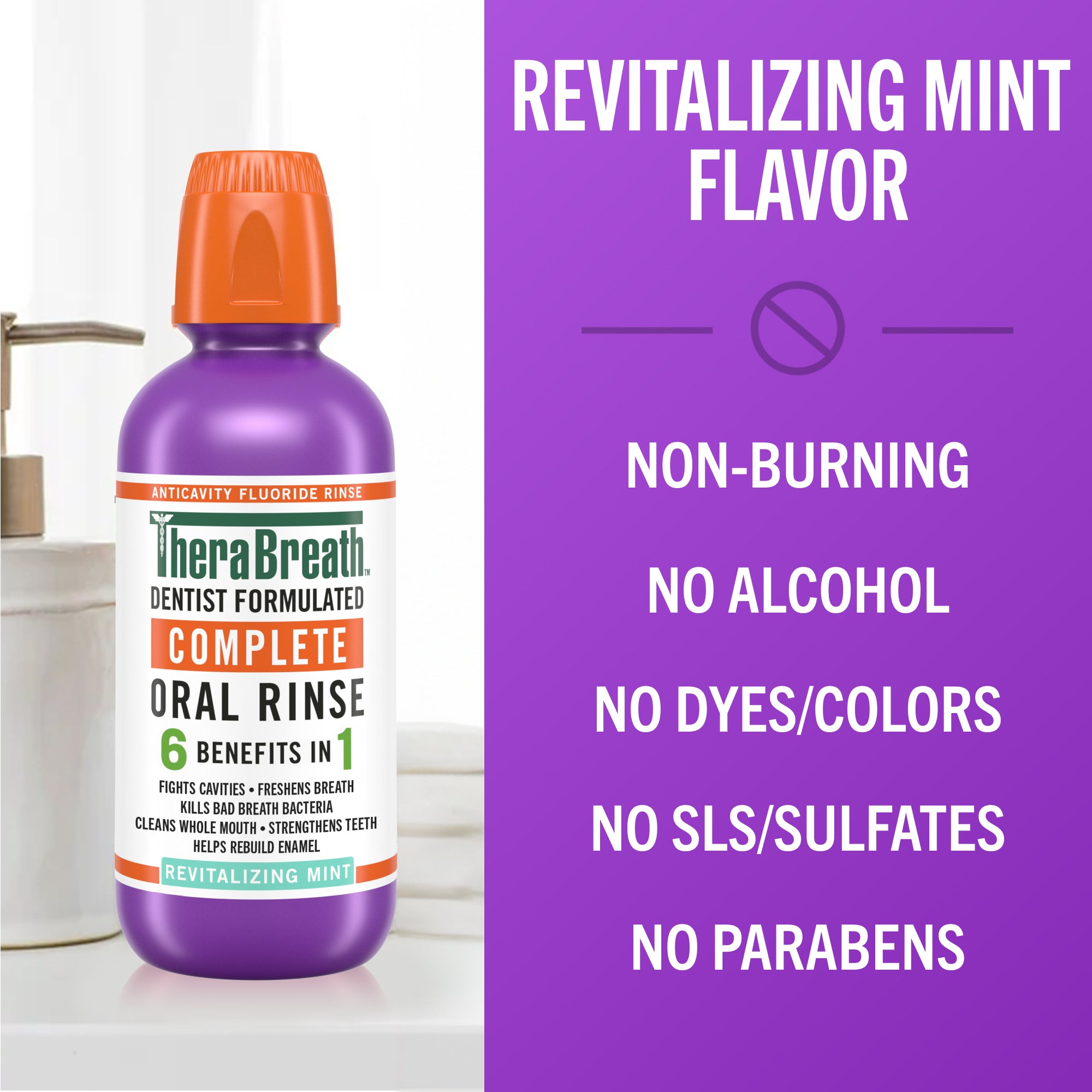 TheraBreath Complete Mouthwash, 6-in-1 Benefits, Alcohol-Free, Revitalizing Mint - Image 5